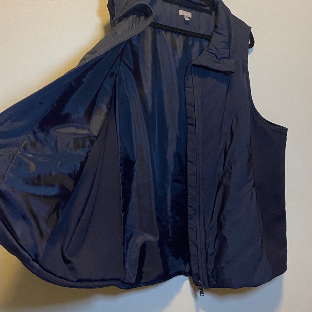 Talbots Vest Women's 3X PETITE Blue Chevron Quilted Sleeveless Zip Up Outdoor - Picture 7 of 14